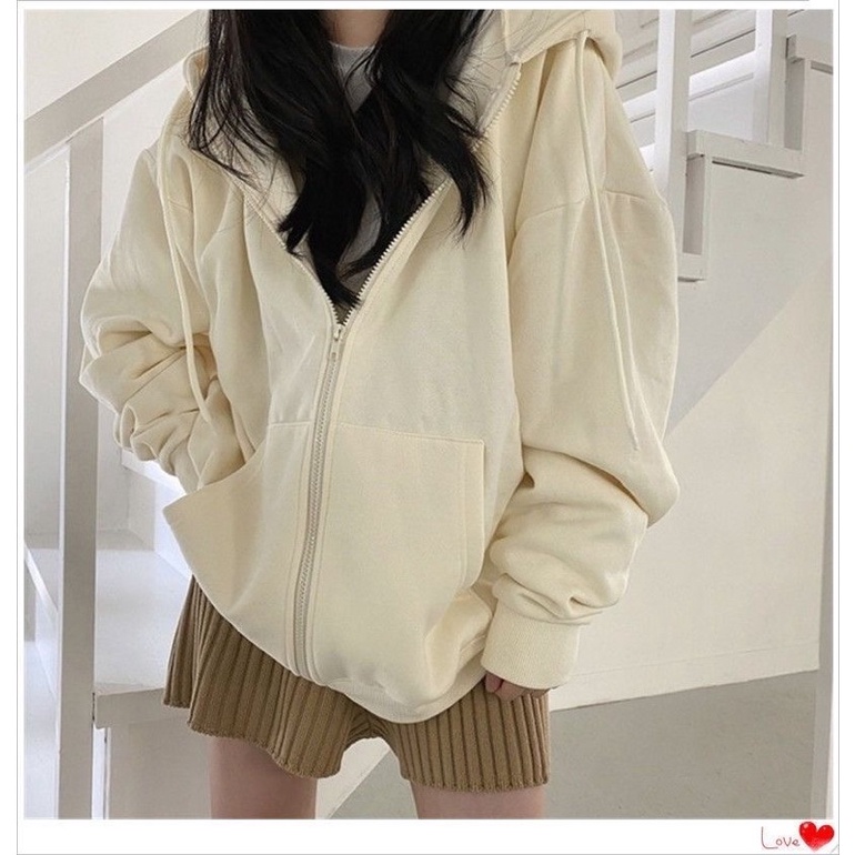 Hoodie zip có mũ xinh xắn thêm lớp bông ấm
