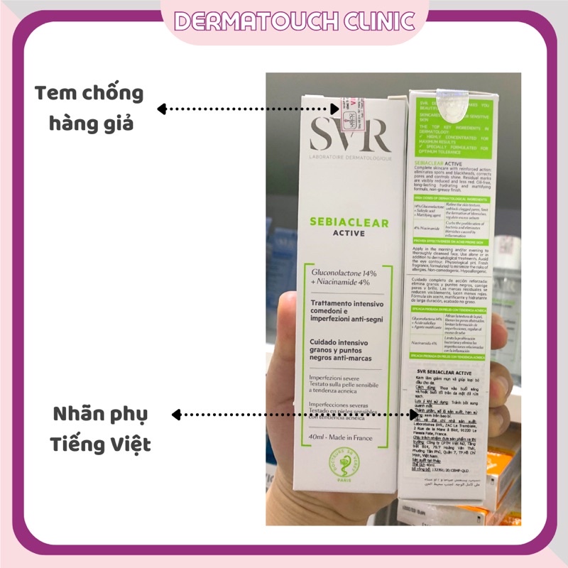 [Chính Hãng] Kem Dưỡng ẩm SVR Sebiaclear Active chăm sóc da dầu mụn, kiềm dầu, sẽ khít lỗ chân lông (40mL)