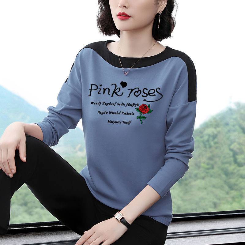 Áo thun tay dài cỡ lớn phong cách Hàn Quốc cho phụ nữ trung niên