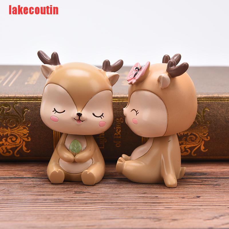 {lakecoutin}Lovely Sika Deer Topper Wedding Party Dessert Car Decor Home Ornament Gifts UQX