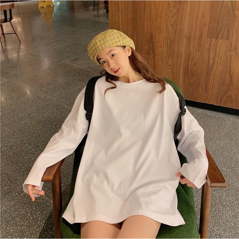 Áo thun dài tay trơn Unisex form rộng basic Long sleeve tee 5 màu.
