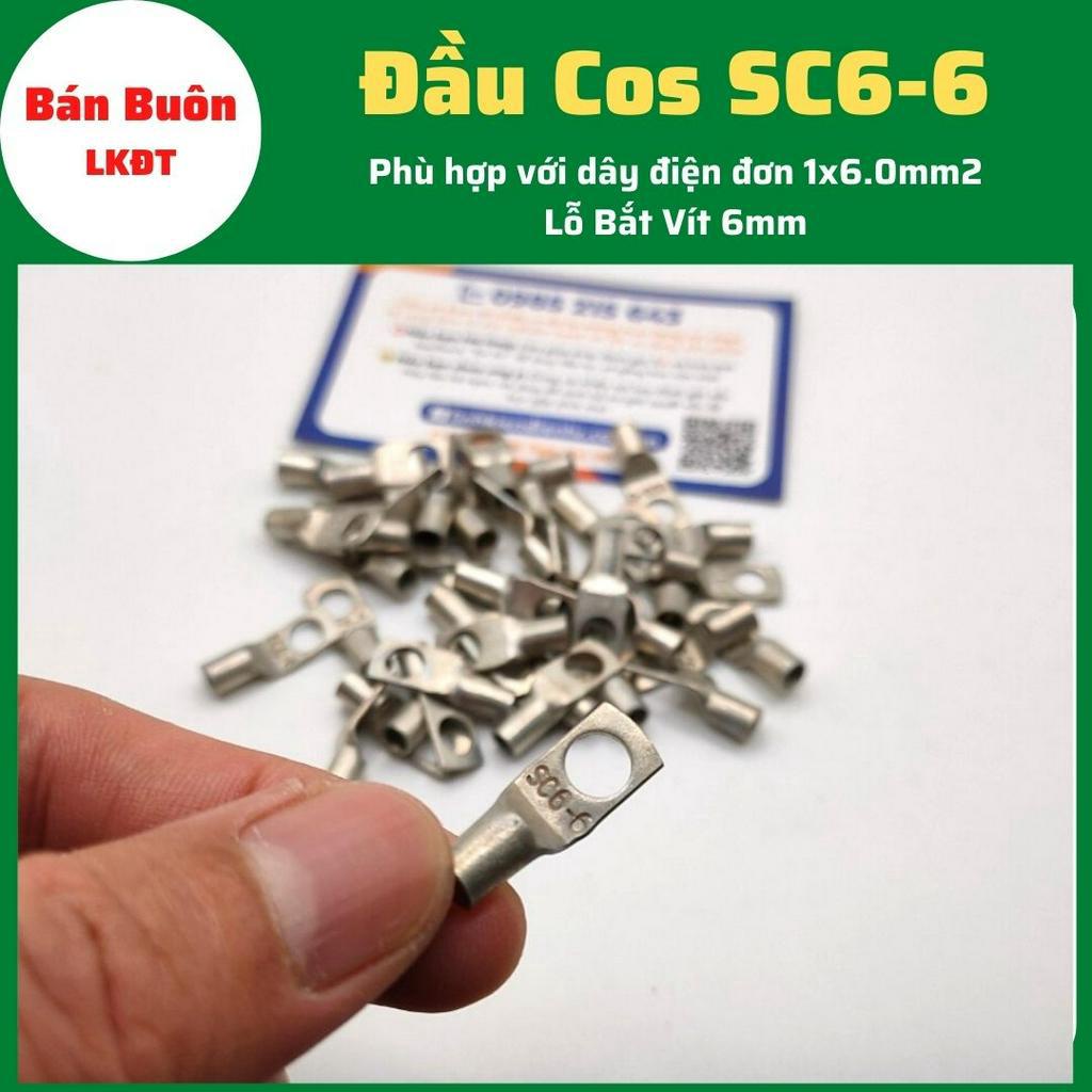 Đầu Cos SC6-6, cos SC, đầu cos tròn trần, cos đồng, bịt đầu SC bằng đồng, đầu cos dùng cho dây điện 6mm
