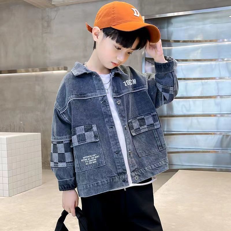 Áo Khoác Denim Thời Trang Xuân Thu Cho Bé Trai