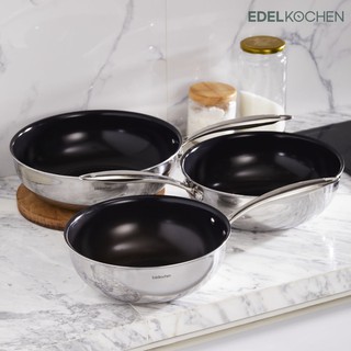 Bộ Chảo COCO đáy sâu Edelkochen size 24cm - 26cm - 28cm - chất liệu inox 304 chống dính