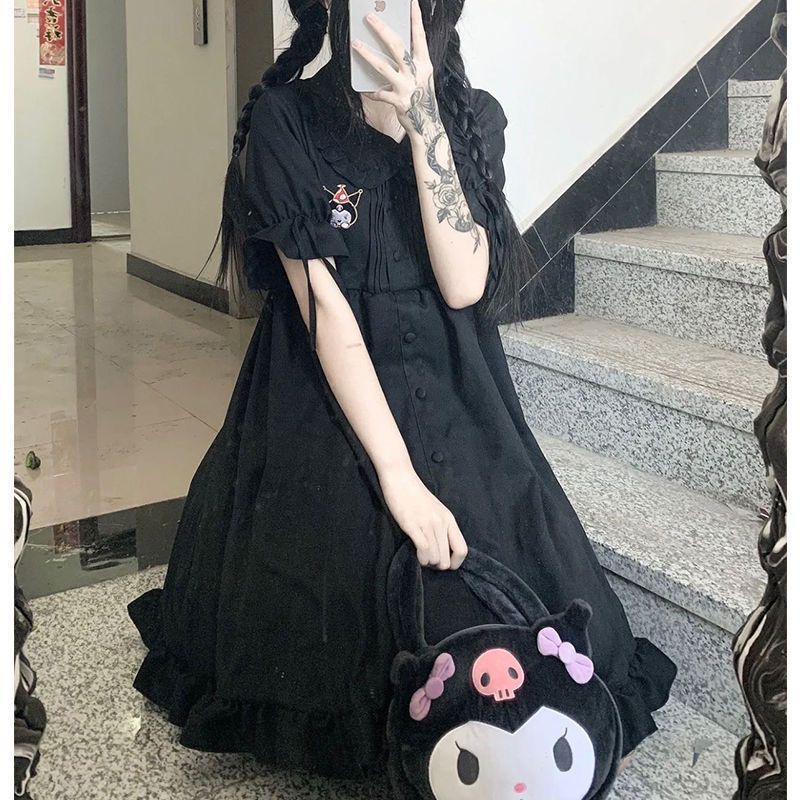 Váy babydoll đầm babydoll Đầm Dáng Rộng Mềm Mại Thêu Họa Tiết Kuromi Phong Cách Nhật Bản Ngọt Ngào Dễ Phối Đồ Cho Nữ
