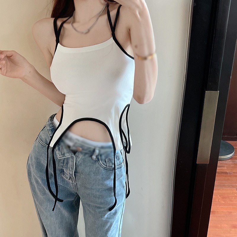 Áo Hai Dây Lệch Tà Phong Cách Hàn Quốc Thời Trang Mùa Hè Quyến Rũ Cho Nữ