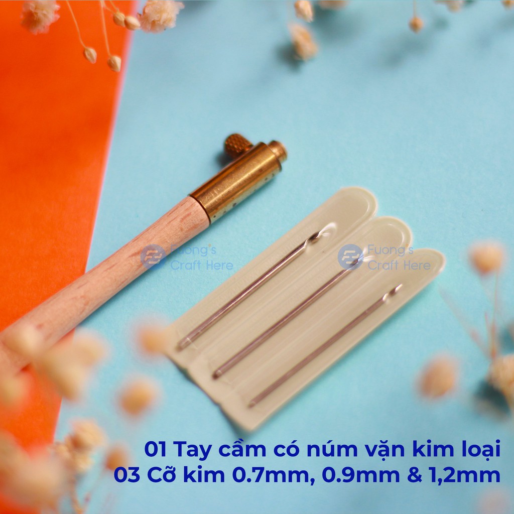 Kim Tambour Đính Hạt Cườm Kim Sa Theo Kiểu Ấn Độ, 3 Cỡ Kim 0.7mm,0.9mm. 1,2mm Cao Cấp