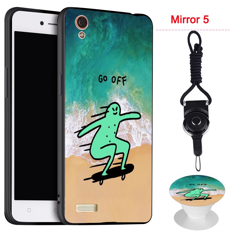 Ốp Điện Thoại Silica Gel Mềm Có Túi Khí + Giá Đỡ + Dây Đeo Cho Oppo Mirror 5 / R1201