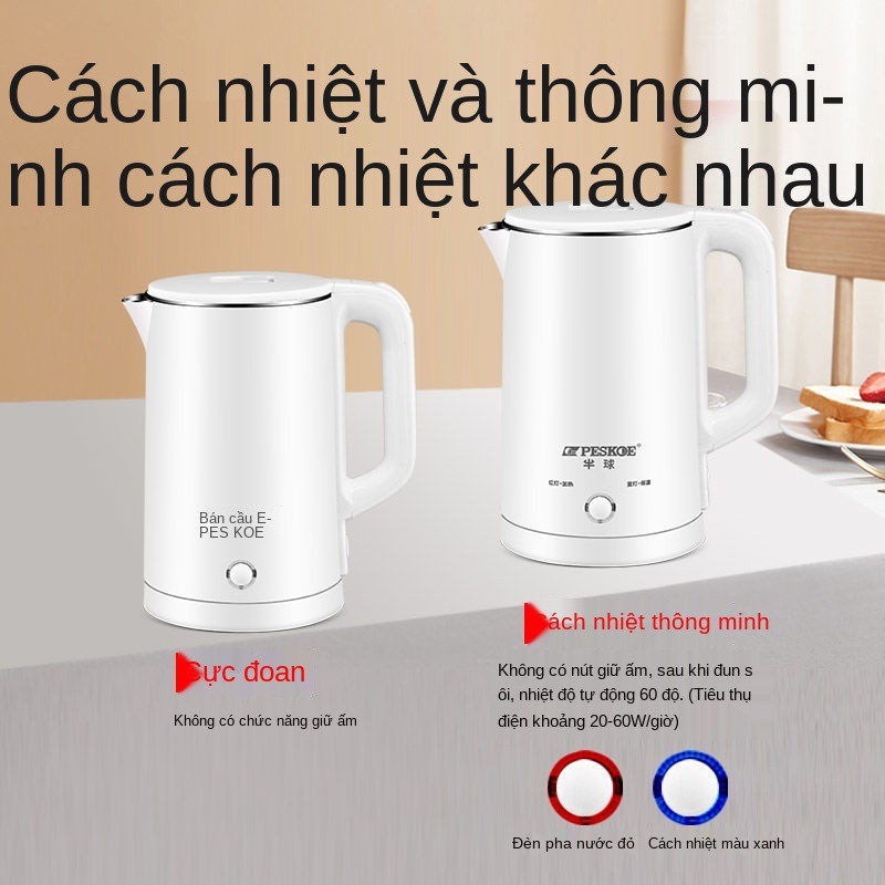 điện nửa cầu 2.5L ấm đun siêu tốc 304 nước tự động ngắt gia dụng giữ nhiệt thông minh