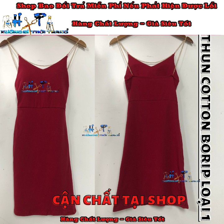 Đầm 2 dây xích cổ tim có mút ngực ôm body hở lưng khoe dáng quyễn rũ mẫu mới thời trang 2020 | BigBuy360 - bigbuy360.vn