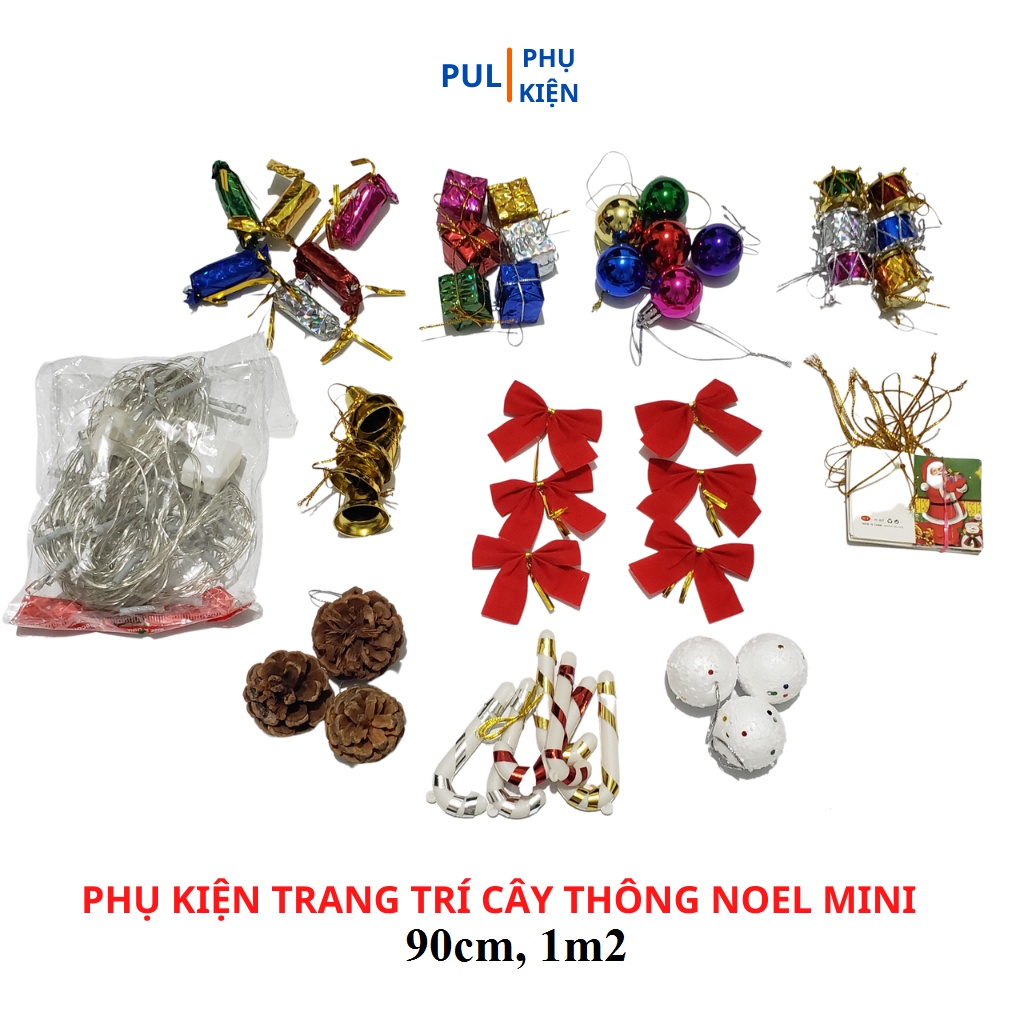 Cây thông noel 1m2 để bàn mini trang trí giáng sinh trong nhà ngoài trời kèm nhiều phụ kiện đẹp trang trí cây thông 1.2m