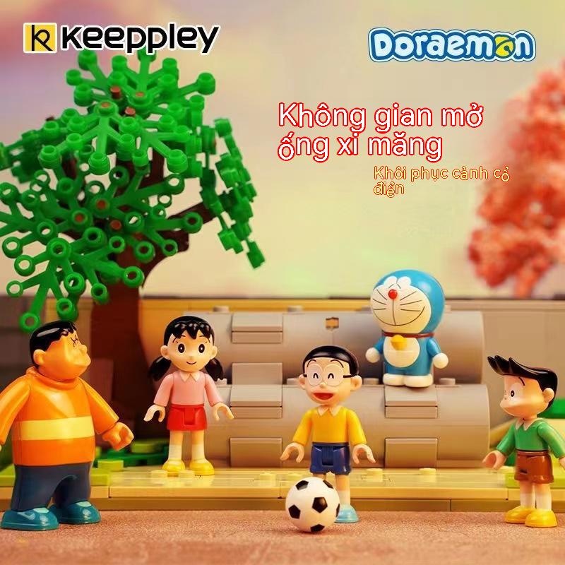 Đôrêmon cảnh cổ điển mô hình xây dựng khối lắp ráp máy thời gian hộp màn hình trong suốt chống bụi