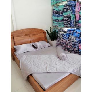 Trọn bộ 5 món chăn ga áo gối vải phi lụa trơn cao cấp