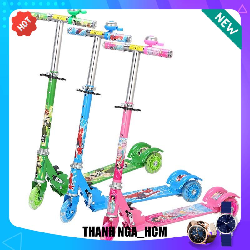 Xe trượt SẮT scooter 3 bánh phát sáng, ( Hồng, xanh) (HỒ CHÍ MINH)