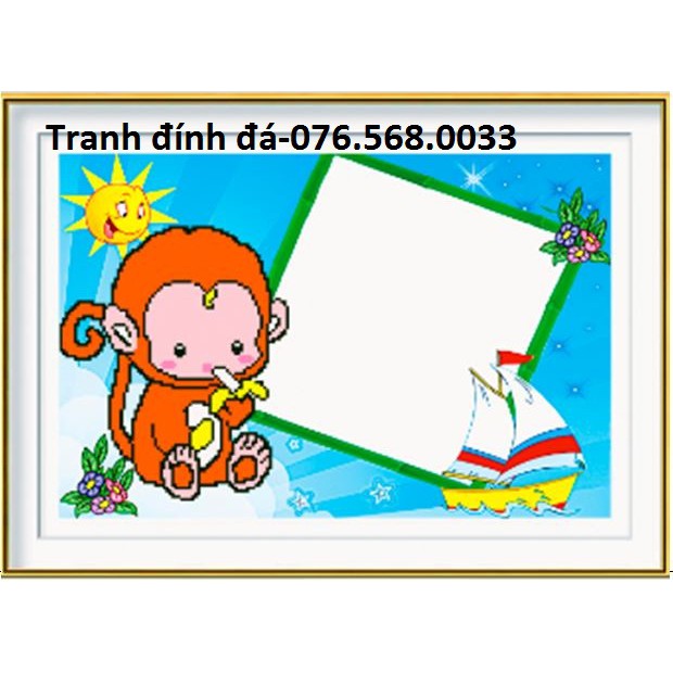 Tranh đính đá CON KHỈ 56x40cm
