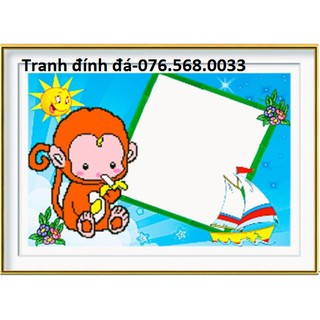 Tranh đính đá con khỉ 56x40cm