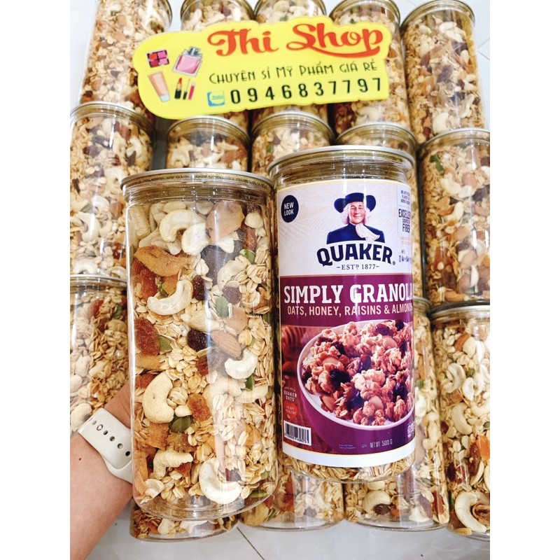 [Mã GROSALE giảm 10% đơn 150K] NGŨ CỐC ĂN KIÊNG GRANOLA SIÊU HẠT QUẨ SẤY DINH DƯỠNG HỘP 500G NGON NHỨC NÁCH