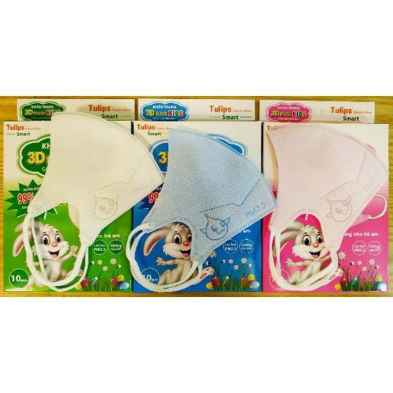 Khẩu trang Y Tế Tulips 3D Mask Kids, Khẩu Trang Trẻ Em, hộp 10 Cái