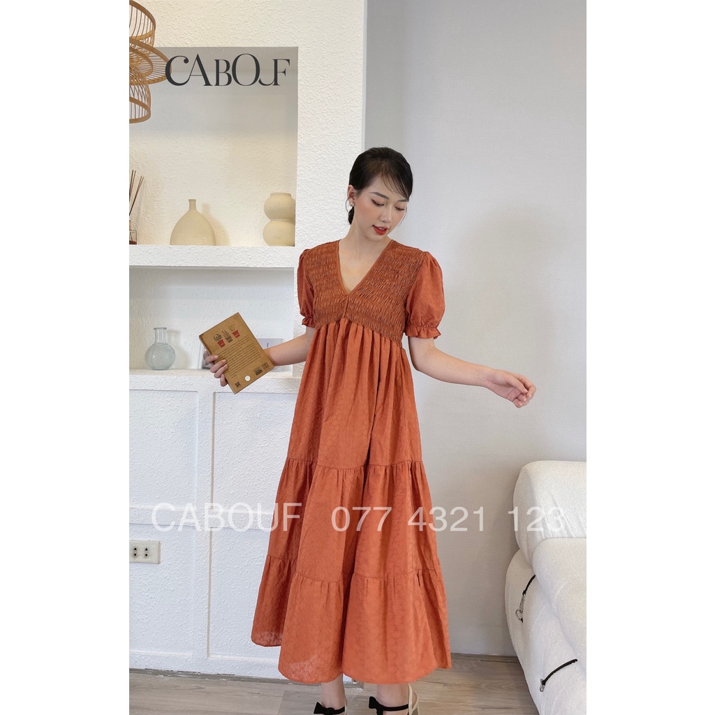 Váy Thiết Kế Cao Cấp CABOUF , Dáng Suông , Phom Dài Rộng Thoải Mái Nhúm Ngực Chất Bo Thô Freesize