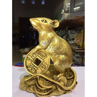 TƯỢNG ĐÁ PHONG THỦY CON CHUỘT TIỀN MÀU VÀNG ĐỒNG - V1-NGÔ ĐÌNH SANH
