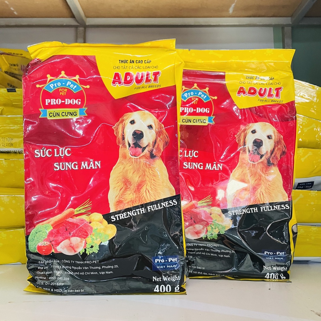 &lt;HẠT CHO CHÓ&gt; Thức Ăn Cho Chó Pro-Dog Adult Dạng hạt Túi  400g