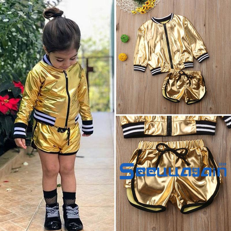 Set Áo Khoác Dài Tay Cổ Bẻ+Quần Dài Thời Trang Cho Bé Gái