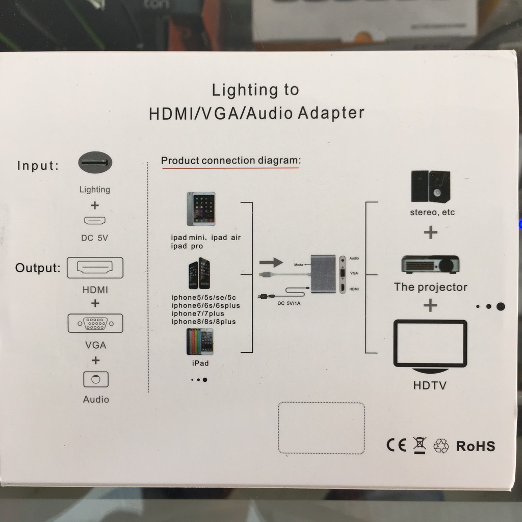 CÁP CHUYỂN KINGMASTER KY P002S TỪ IPHONE , IPAD CỔNG LINGTNING SANG HDMI + VGA CÓ ÂM THANH