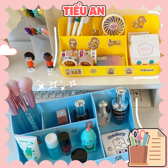 Hộp Đựng Đa Năng 2 Tầng (tặng kèm sticker dán) - 16x10 cm - Kệ bút mini