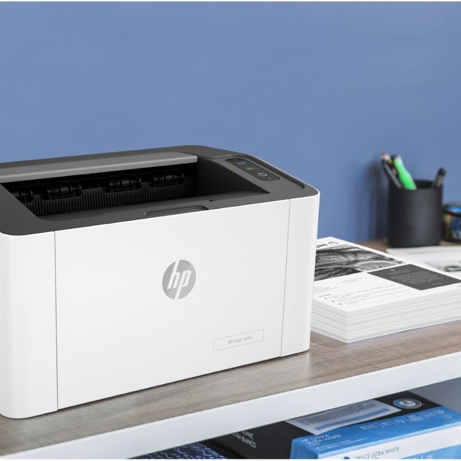 Máy in Laser trắng đen HP 107w Printer (In, Wifi, Trắng) 4ZB78A - Hàng Chính Hãng