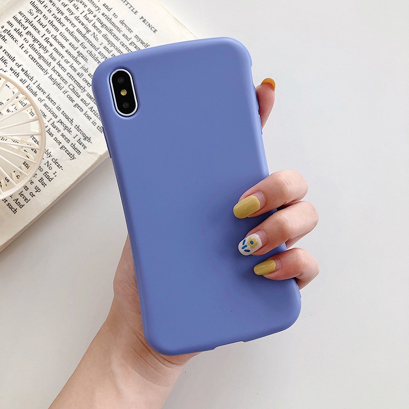 Ốp điện thoại màu trơn đơn giản có đường cong cho iPhone6plus 78plus ixs max | BigBuy360 - bigbuy360.vn