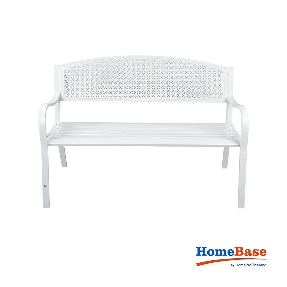 HomeBase SPRING Ghế ngồi sân vườn bằng thép sơn tĩnh điện W123xH76xD55 màu trắng