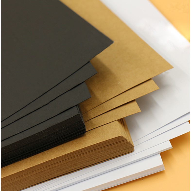 Bộ 10 giấy làm scrapbook dày Khổ A3/A4 (Đen/Kraft/Trắng)