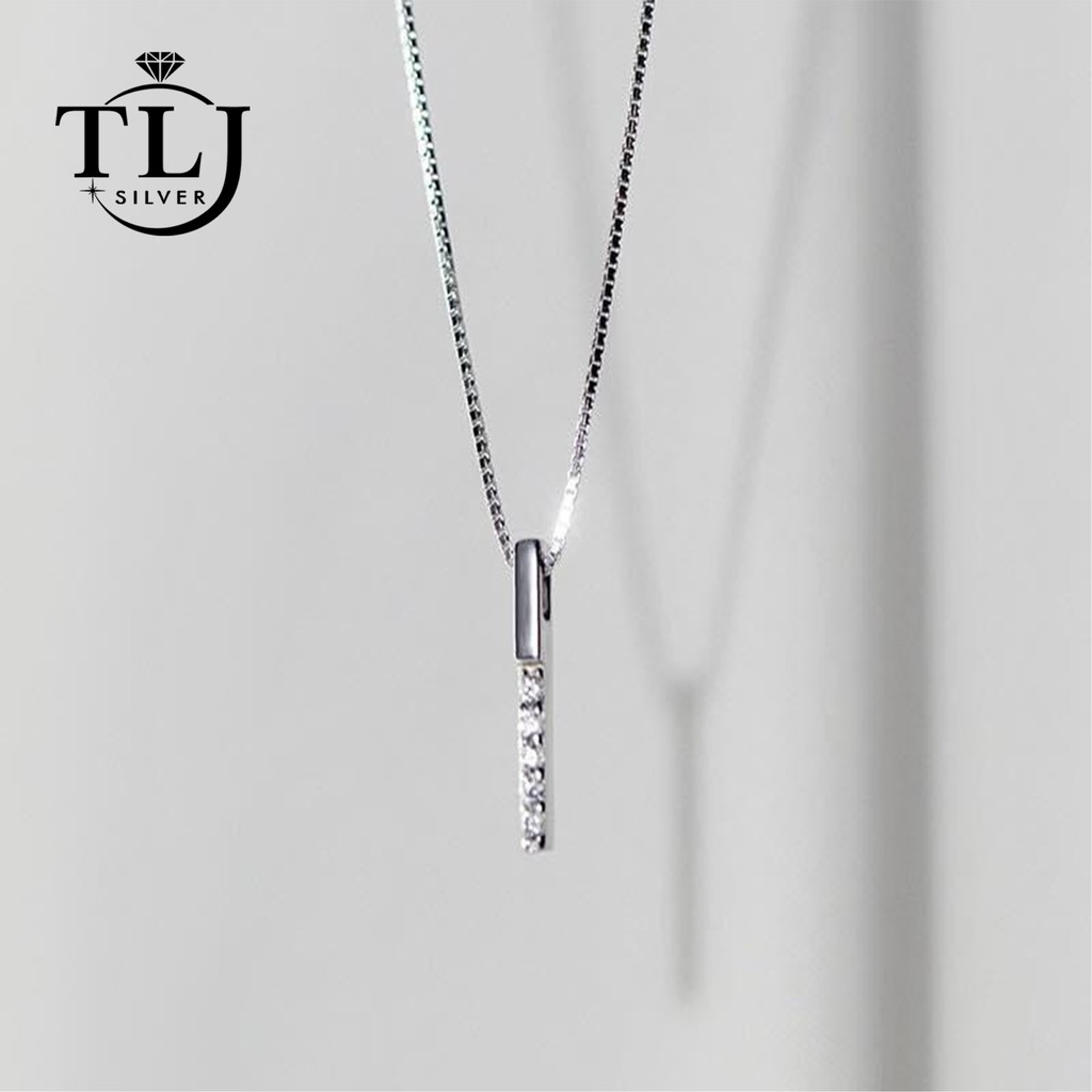 Dây chuyền bạc nữ TLEE mẫu thanh bạc nạm đá lấp lánh TleeJewelry D0124