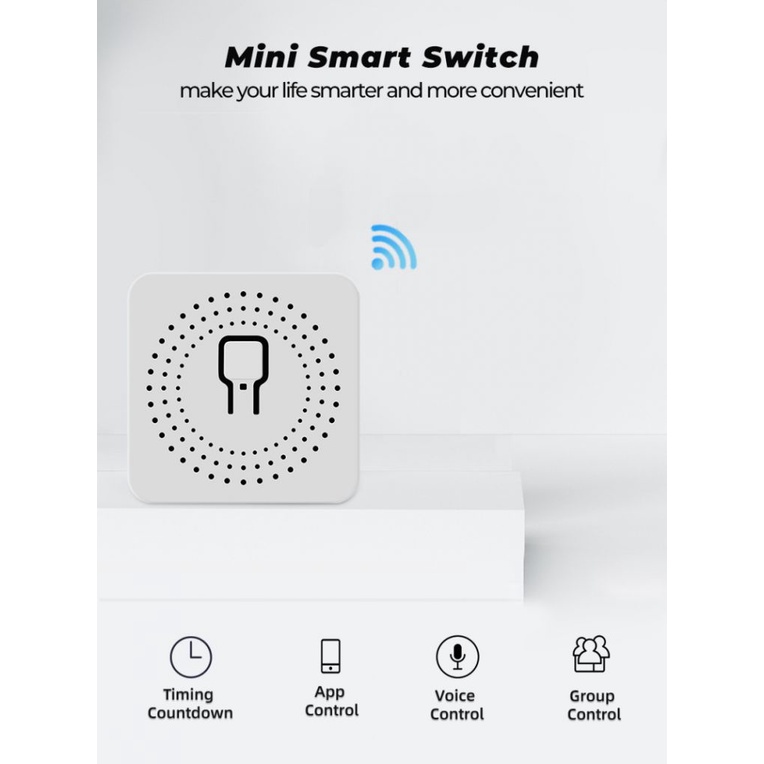 HOME MINI Wifi Smart Switch Timer Wireless Switches Smart Home Automation Compatible with Tuya Alexa Google Home Leve e compacto instalação fácil controle de voz Baixa latência HOME