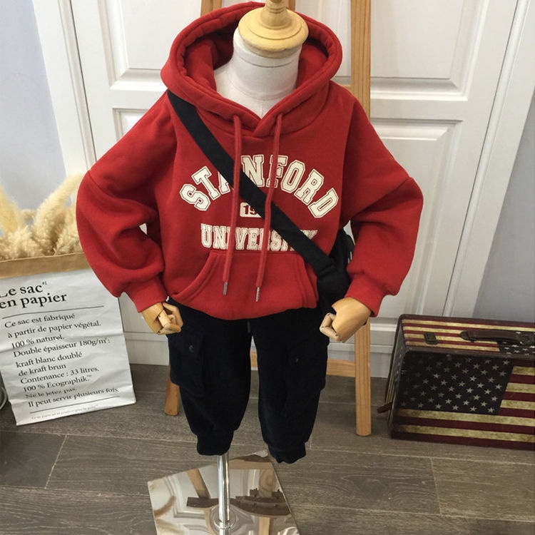 Áo hoodie dày màu đỏ tía thời trang dành cho trẻ em