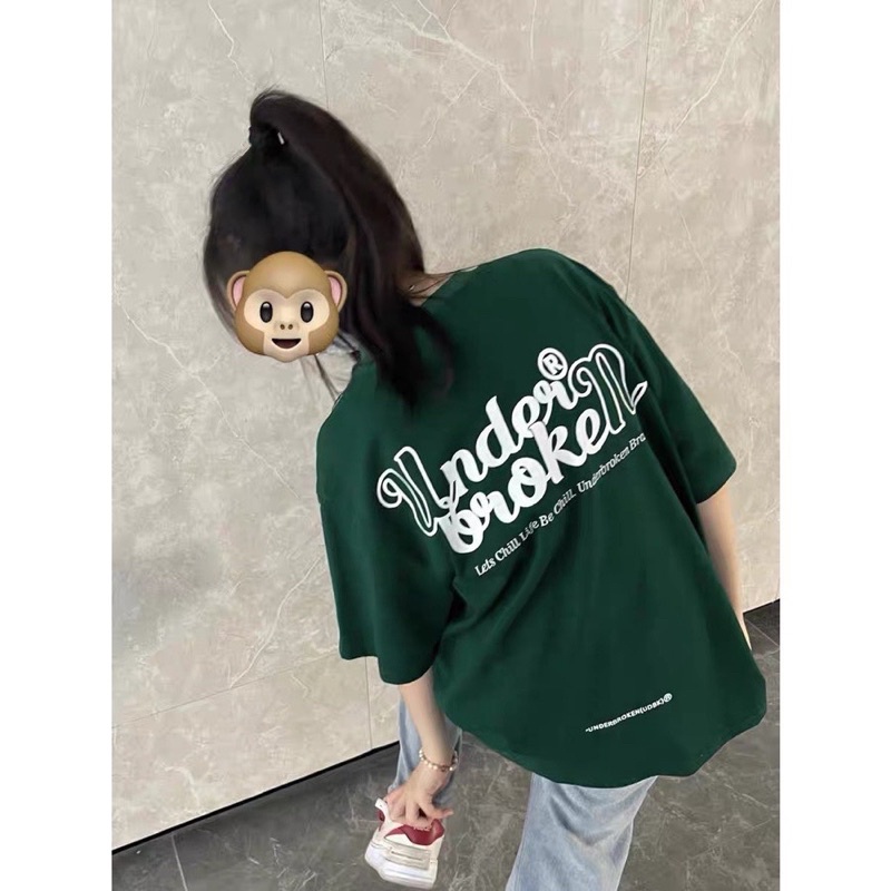 Áo thun phông logo tay nam nữ PINK tay lỡ form rộng UNDER BROKEN Unisex