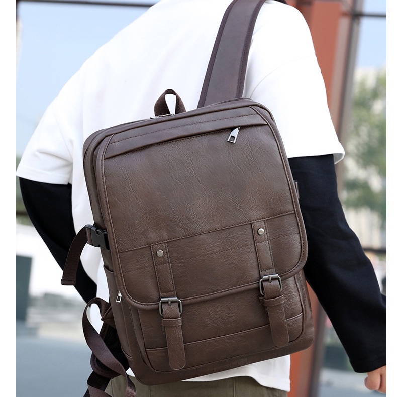 Balo đi học cao cấp thời trang nam nữ unisex Túi Bụi  chất liệu da Pu, ngăn để laptop máy tính 15,6 inch - TB02