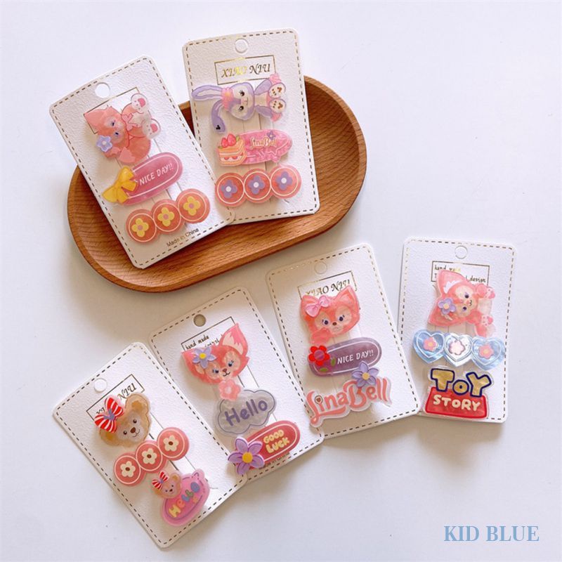 Set 3 Kẹp Tóc Mỏ Vịt Hoạt Hình Màu Hồng Dễ Thương Cho Bé Gái