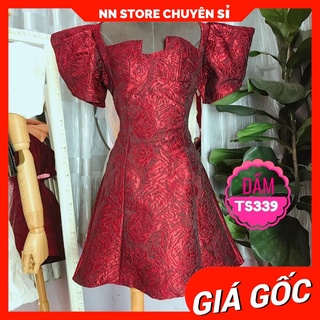 ĐẦM GẤM TAY PHỒNG SIÊU SANG TS339 ⚡ẢNH THẬT⚡ ĐẦM NỮ ĐI TIỆC ⚡ ĐẦM GẤM CAO CẤP ⚡ ĐẦM NỮ TRÊN GỐI