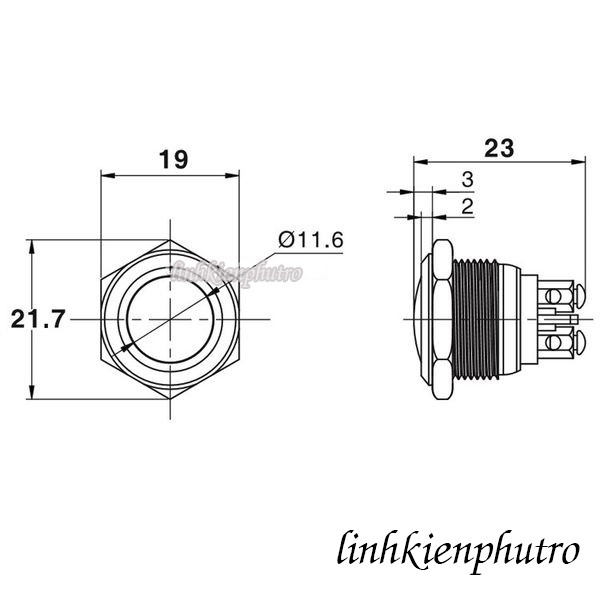 Nút Nhấn Reset Chống Nước 16mm - Trắng