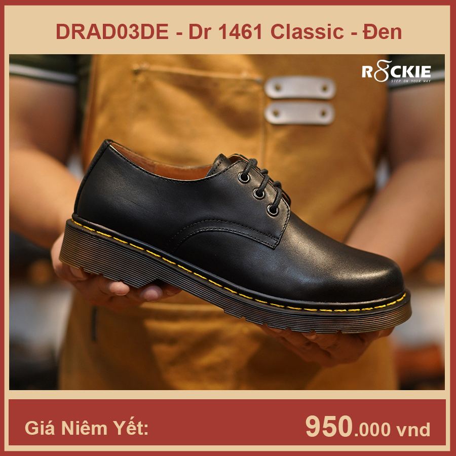 Giày da nam  Dr Martens 1461 - Da Bò thật - Da nappa cao cấp nhập khẩu - Màu đen - DRAD03DE  - R8ckie Official