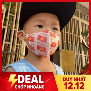 PHIÊN BẢN GIỚI HẠN 10 cái Khẩu trang y tế Khánh An 3D Kids Family 4 lớp in Lá cờ Quốc kỳ VIỆT NAM cho trẻ dưới 5 tuổi