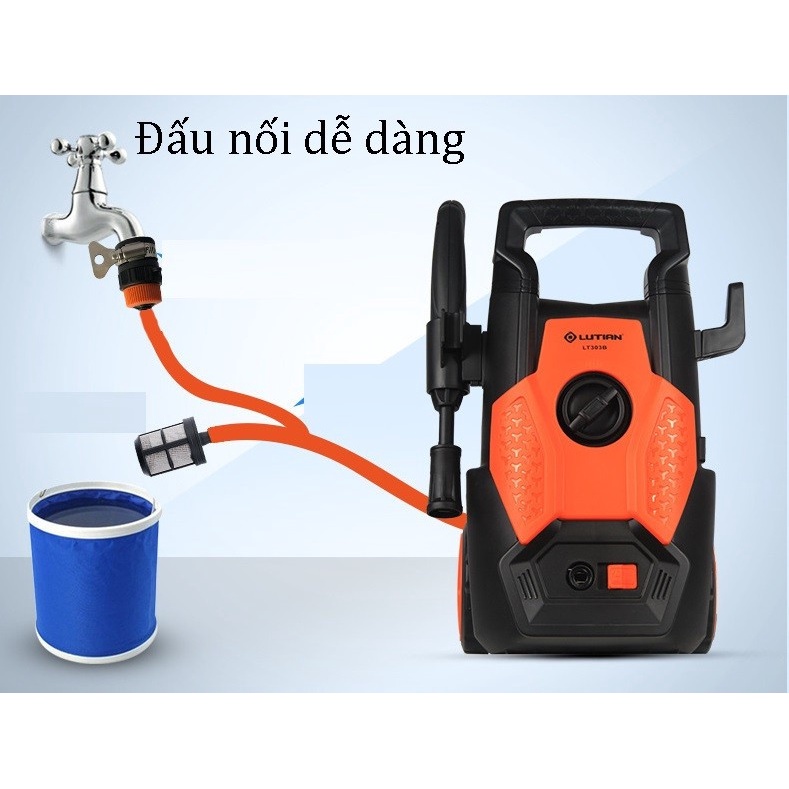 Máy rửa xe cao áp LUTIAN LT 303 -1400B giúp quá trình xịt rửa mạnh mẽ, nhanh chóng hơn, tiết kiệm nước