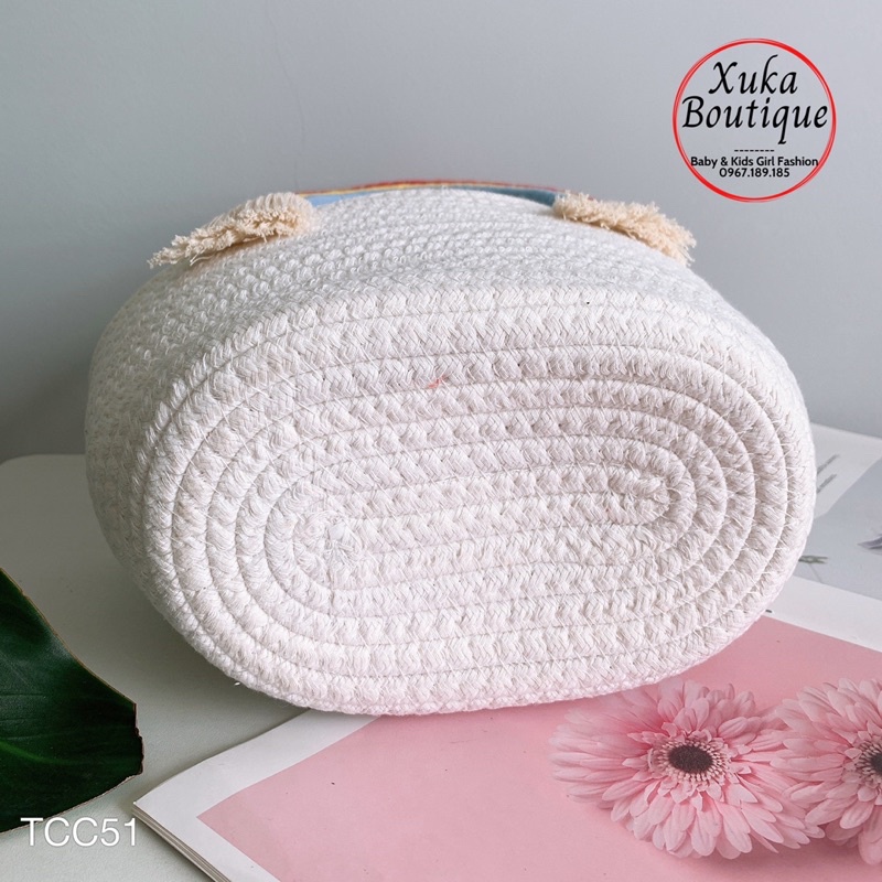 Túi clutch Thời Trang Đan Sợi Thủ Công Bằng Tay của Hàn Quốc Hình Đám Mây Cầu Vồng Dễ Thương Đi Biển Cho Mẹ và Bé