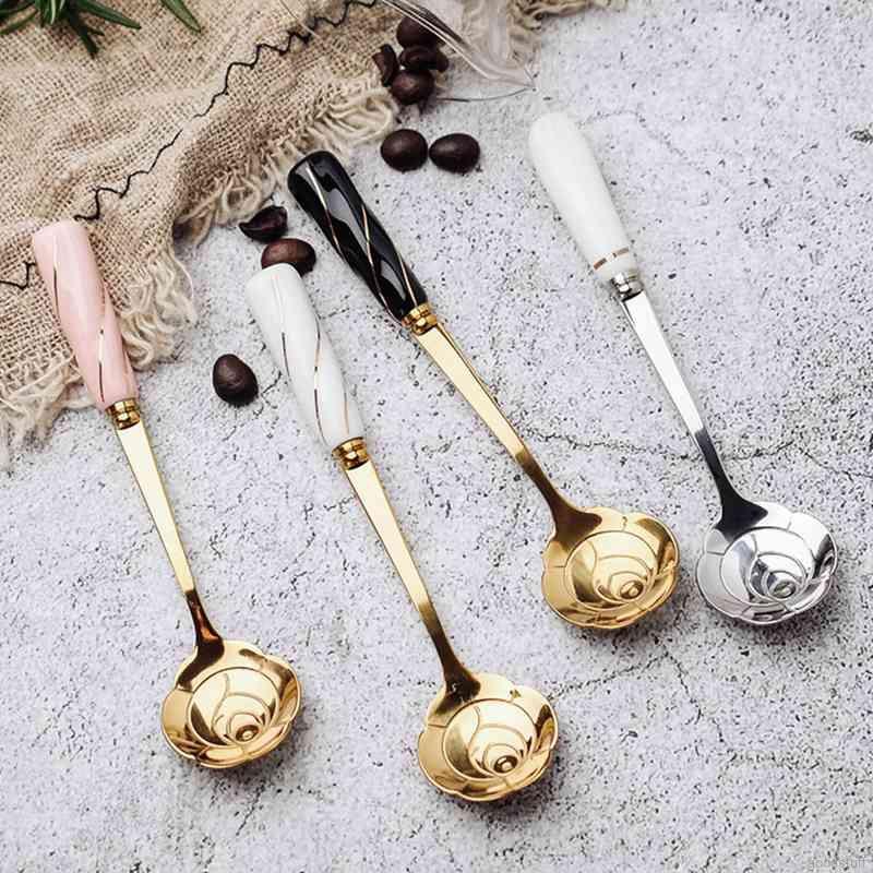 Muỗng ăn tráng miệng hình hoa bằng thép không gỉ cao cấp