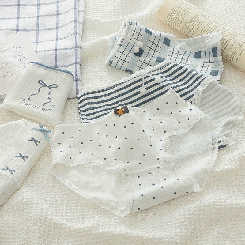 Combo 5 Quần lót học sinh, sinh viên, Quần lót nữ cotton dễ thương thoáng mát