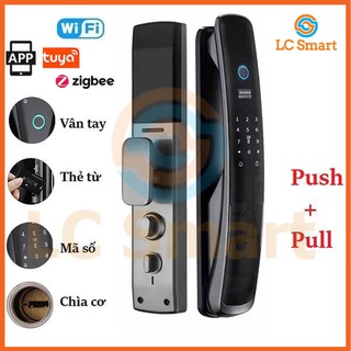 Khóa vân tay cao cấp thông minh pp02 push pull dùng app tuya bh 12 tháng - tùy chọn