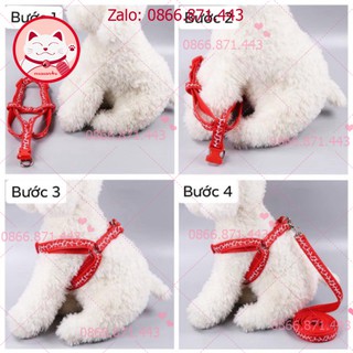 ⚡𝐅𝐑𝐄𝐄𝐒𝐇𝐈𝐏⚡ Dây Dắt Dạng Yếm Cho Chó Mèo (Dây dày 2 lớp - bản 1,5cm)
