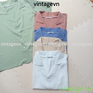 {vintagevn} áo sơ mi công sở cổ V FREESHIP A,026