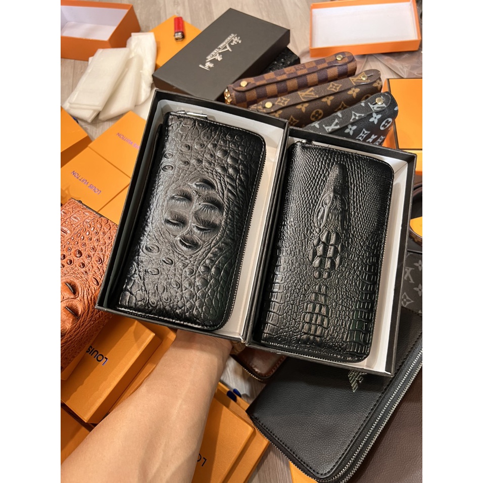 Ví Cầm Tay Vân Cá Sấu 2 khóa Full Box
